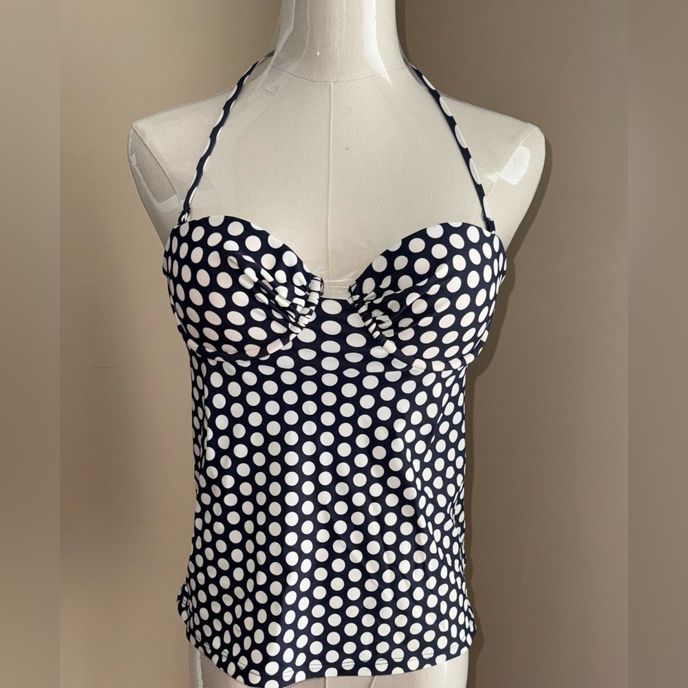 J. Crew Navy Polka Dot Tankini Top Size 2